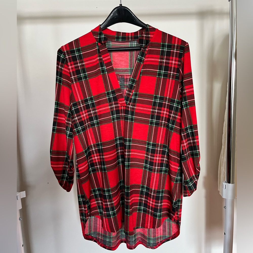 Pink Lily Plaid Top